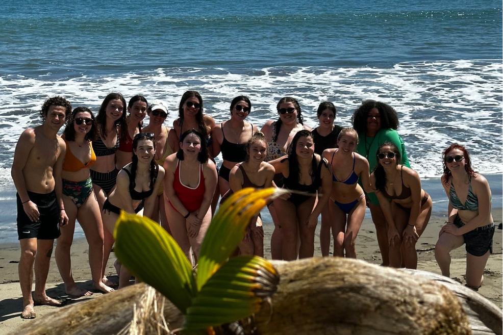 Students on a beach in Costa Rica.