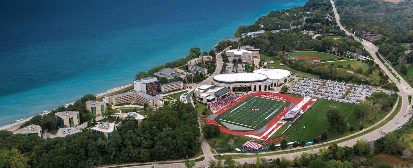 An aerial view of the Carthage College campus